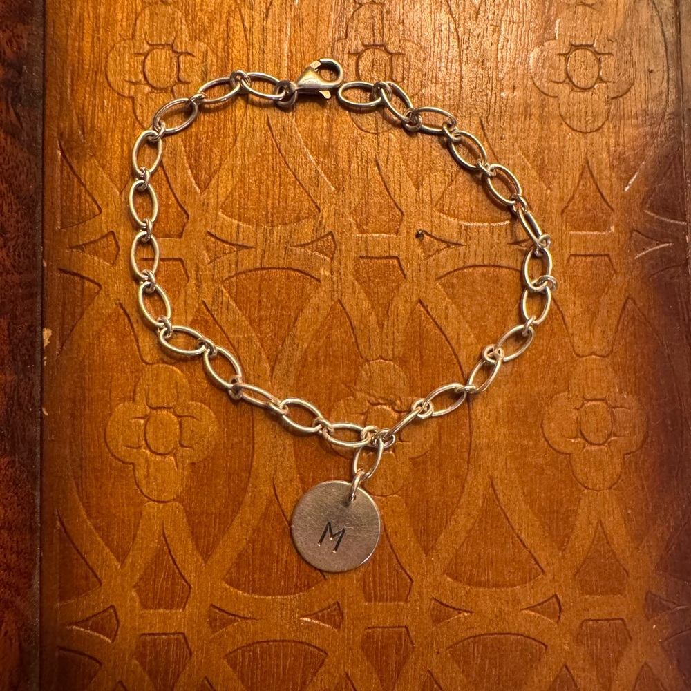 Sterling Silver ‘M’ Engraved Bracelet